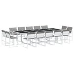 vidaXL Ensemble à manger de jardin avec coussins 15Pièces blanc textilène
