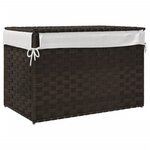 vidaXL Panier à linge avec couvercle marron foncé résine tressée