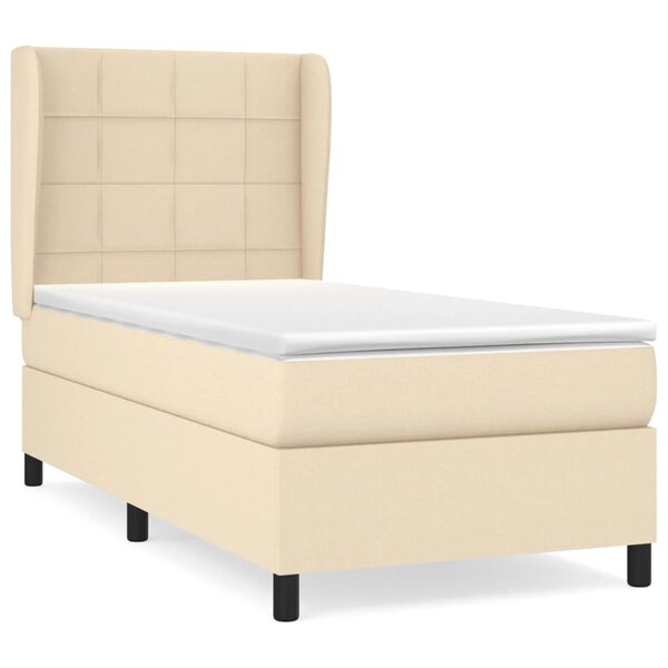 vidaXL Sommier à lattes de lit avec matelas Crème 100x200 cm Tissu