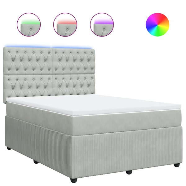 vidaXL Sommier à lattes de lit et matelas Gris clair 160x200cm Velours
