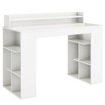 Bureau informatique avec étagère surélevée et 2 bibliothèques 120 x 54 x 90 cm design classique pour bureau blanc 20_0008010