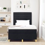 vidaXL Lit à ressorts avec matelas noir petit lit double en tissu