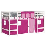 vidaXL Lit mezzanine enfants et rideaux rose 80x200cm bois pin massif