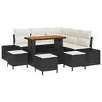 vidaXL Canapé Jardin 9 Pièces avec Coussins Noir Poly Rattan Acacia