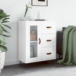vidaXL Buffet Blanc brillant 69 5x34x90 cm Bois d'ingénierie