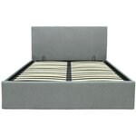 Lit coffre adulte MARTIN - Couchage 140 x 190 cm - Gris clair - Sommier à lattes - 201 x 146 x 99 cm