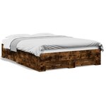 vidaXL Cadre de lit à tiroirs chêne fumé 135x190 cm bois d'ingénierie