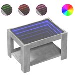 vidaXL Table basse avec LED gris béton 73x53x45 cm bois d'ingénierie