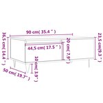 vidaXL Table basse Chêne marron 90x50x36 5 cm Bois d'ingénierie