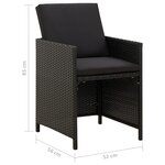 vidaXL Chaises de jardin avec coussins lot de 4 Résine tressée Noir