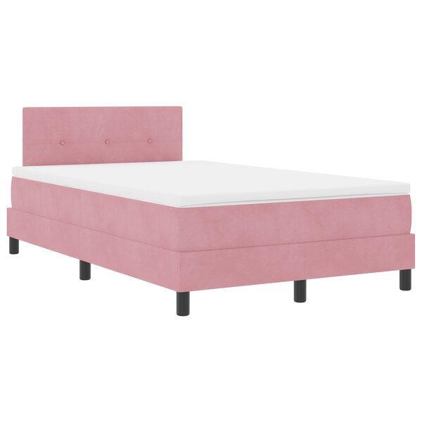 Lit Box Spring vidaXL avec Matelas Rose 120x200 cm Velours