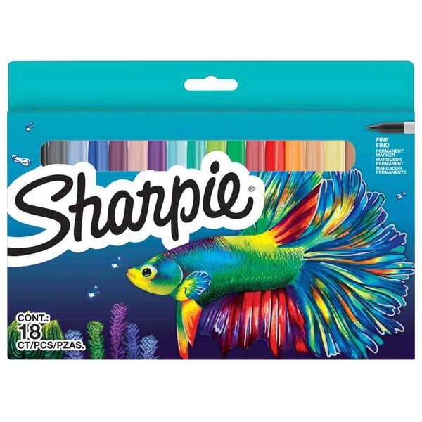 Marqueur permanent FINE  BIG PACK de 18 'Poisson' SHARPIE