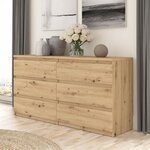 Commode CHELSEA 6 tiroirs - 154 cm x 42 2 x 79 9 - chêne artisan