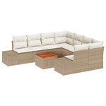 vidaXL Ensemble de Canapé de Jardin 9 Pièces avec Coussins Beige en Poly Rattan Acacia