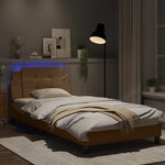 vidaXL Cadre de lit avec lumières LED cappuccino 100x200 cm similicuir