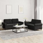 vidaXL Ensemble de canapés 2 Pièces avec coussins Noir Velours