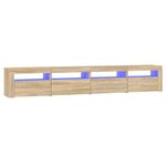 vidaXL Meuble TV avec lumières LED Chêne sonoma 240x35x40 cm