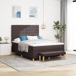 vidaXL Lit avec sommier et banc Marron foncé 140x190 cm Tissu