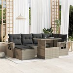 vidaXL Salon de jardin avec coussins 7 Pièces gris clair résine tressée