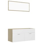 vidaXL Ensemble de meubles de salle de bain 2Pièces blanc et chêne sonoma