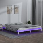 vidaXL Cadre de lit à LED sans matelas blanc 120x200 cm bois massif