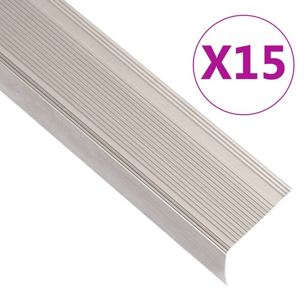 vidaXL Nez de marche Forme en L 15 pcs Aluminium 100 cm Champagne