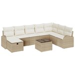 vidaXL Ensemble de Canapés de Jardin de 9 Pièces avec Coussins en Rattan Poly Beige
