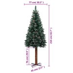 vidaXL Sapin de Noël mince bois véritable et neige blanche vert 210 cm