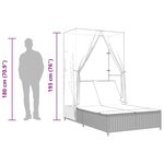 vidaXL Chaise longue double avec toit et rideaux gris clair poly rotin