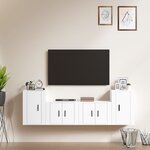 vidaXL Ensemble de meubles TV 4 Pièces Blanc Bois d'ingénierie