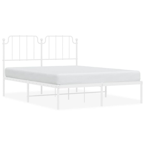 vidaXL Cadre de lit métal avec tête de lit blanc 140x190 cm
