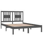vidaXL Cadre de lit Gris Bois massif 135x190 cm Double