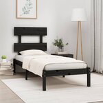 vidaXL Cadre de lit sans matelas noir 100x200 cm bois massif