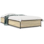 vidaXL Cadre de lit chêne sonoma 90x190 cm bois d'ingénierie et métal