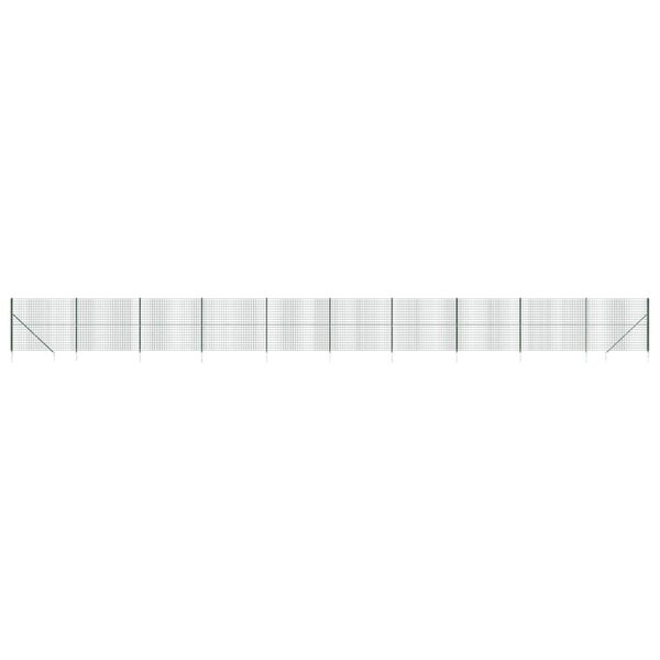 vidaXL Clôture en treillis métallique et piquet d'ancrage vert 2x25 m