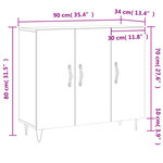 vidaXL Buffet blanc 90x34x80 cm bois d'ingénierie