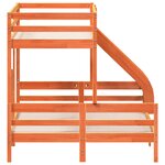vidaXL Lit superposé 90x200/140x200 cm cire marron bois de pin massif
