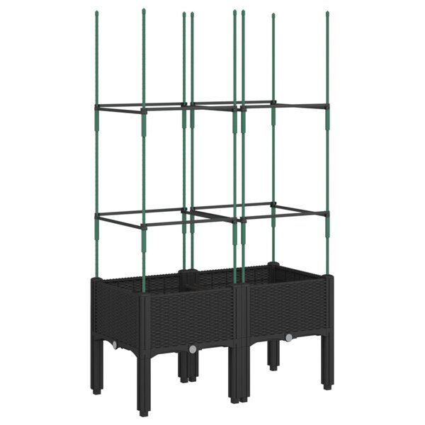 vidaXL Jardinière avec treillis noir 80x40x142 5 cm PP