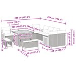 Ensemble de canapé de jardin 13 pièces avec coussins beige rotin synthétique acacia