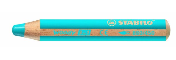 Crayon WOODY 3 en 1 Extra large Cyan STABILO