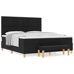 vidaXL Lit Box Spring avec Matelas & Banc Noir 180x200 cm Tissu