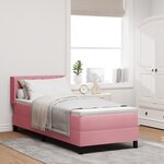 lit à ressort vidaXL avec matelas rose 80x200 cm en velours