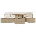 vidaXL Ensemble de canapé de jardin 6 pièces avec coussins Beige Poly Rattan