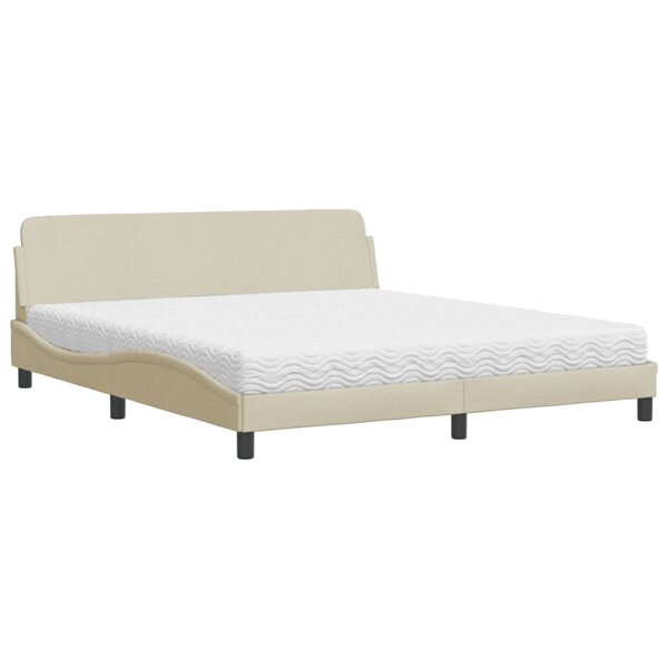 vidaXL Lit avec matelas crème 180x200 cm tissu