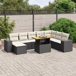vidaXL Salon de jardin 9 Pièces avec coussins noir résine tressée