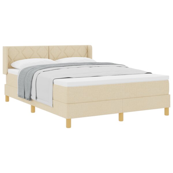 Lit avec sommier vidaXL crème 160x200 cm en tissu