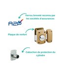 THIRARD - Verrou à bouton Transit 2 A2P* pour porte d'entrée  cylindre 40mm  acier  4 clés  époxy bronze