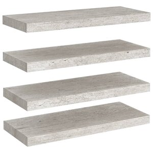 vidaXL Étagères murales flottantes 4 Pièces gris béton 60x23 5x3 8 cm MDF