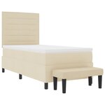 vidaXL Lit à ressort avec Matelas & Banc Crème 90x200 cm Tissu