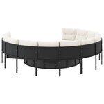 vidaXL Canapé de jardin avec coussins rond noir résine tressée
